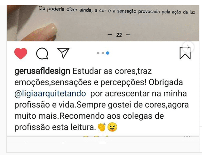 Depoimento de quem comprou o livro, publicado no instagran